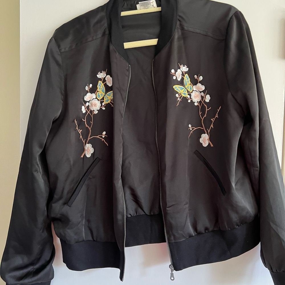 Sady & Lu Satin Floral Bomber